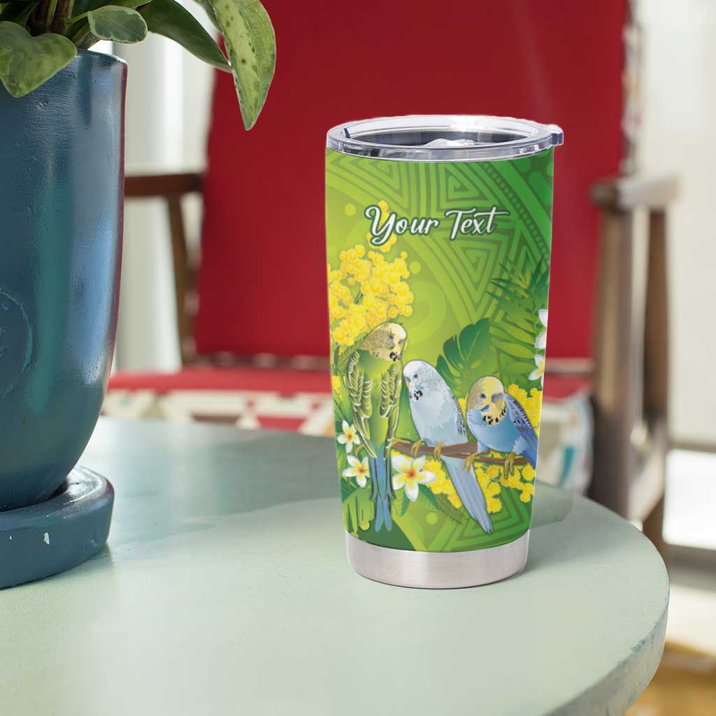 Personalised Budgerigar Australia and Golden Wattle Tumbler Cup Budgie Aboriginal Art