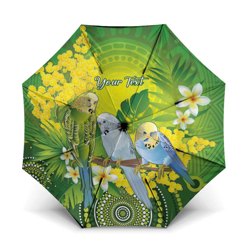 Personalised Budgerigar Australia and Golden Wattle Umbrella Budgie Aboriginal Art - Aussie Hoodie