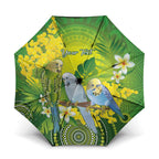 Personalised Budgerigar Australia and Golden Wattle Umbrella Budgie Aboriginal Art - Aussie Hoodie