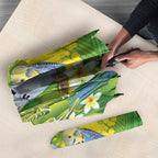 Personalised Budgerigar Australia and Golden Wattle Umbrella Budgie Aboriginal Art - Aussie Hoodie