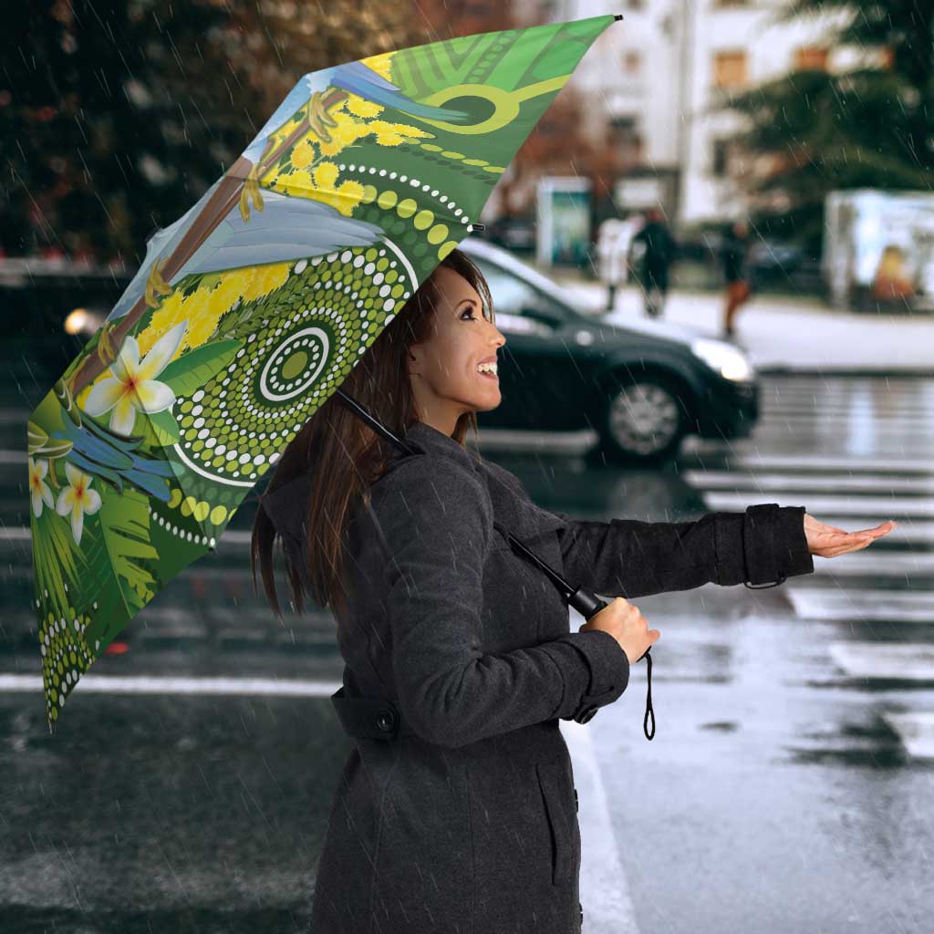 Personalised Budgerigar Australia and Golden Wattle Umbrella Budgie Aboriginal Art - Aussie Hoodie