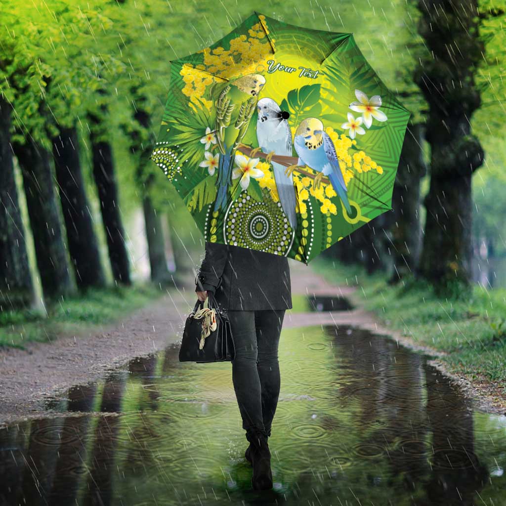Personalised Budgerigar Australia and Golden Wattle Umbrella Budgie Aboriginal Art - Aussie Hoodie