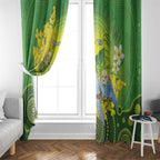Personalised Budgerigar Australia and Golden Wattle Window Curtain Budgie Aboriginal Art