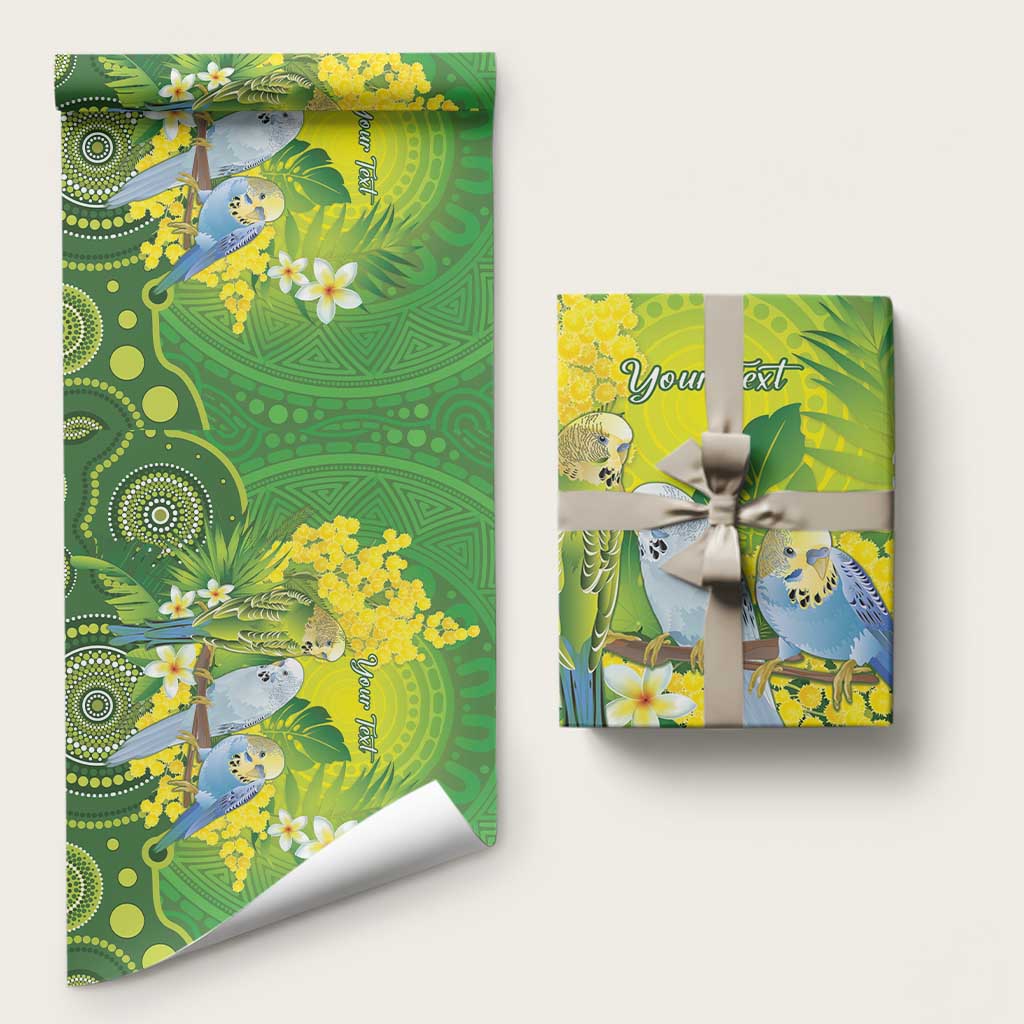 Personalised Budgerigar Australia and Golden Wattle Wrapping Paper Budgie Aboriginal Art - Aussie Hoodie