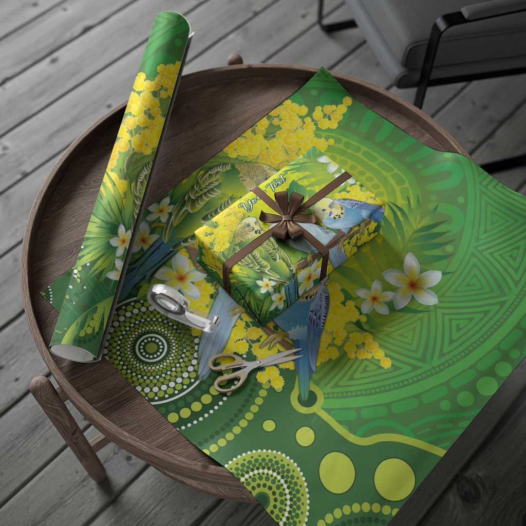 Personalised Budgerigar Australia and Golden Wattle Wrapping Paper Budgie Aboriginal Art - Aussie Hoodie