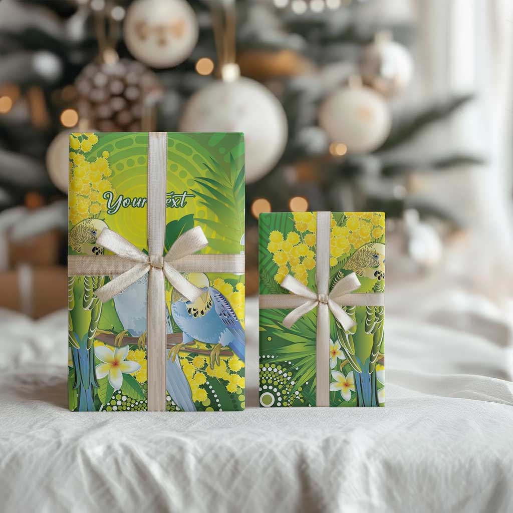 Personalised Budgerigar Australia and Golden Wattle Wrapping Paper Budgie Aboriginal Art - Aussie Hoodie