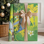 Personalised Budgerigar Australia and Golden Wattle Wrapping Paper Budgie Aboriginal Art - Aussie Hoodie