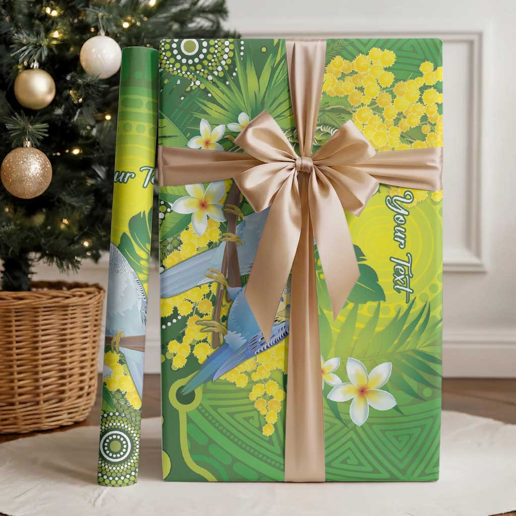 Personalised Budgerigar Australia and Golden Wattle Wrapping Paper Budgie Aboriginal Art - Aussie Hoodie