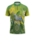 Personalised Budgerigar Australia and Golden Wattle Zipper Polo Shirt Budgie Aboriginal Art - Aussie Hoodie