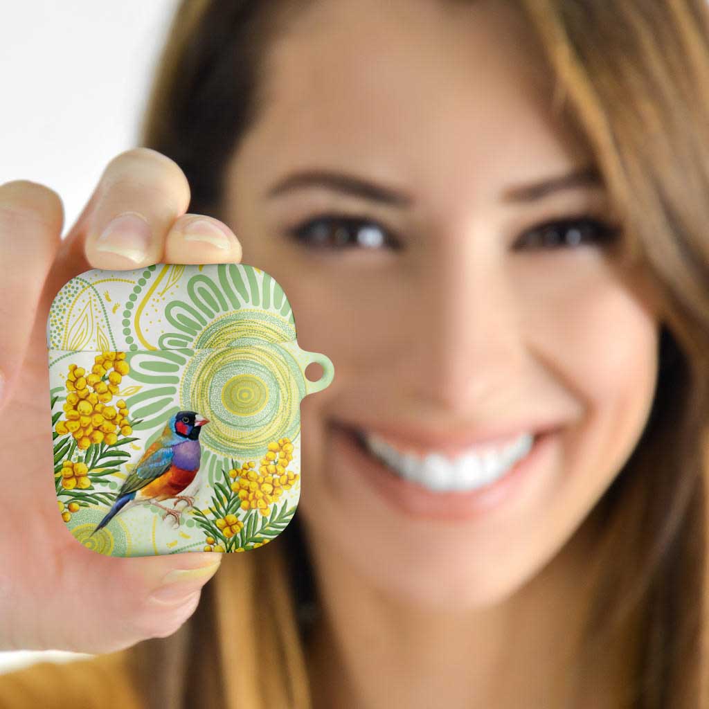 Gouldian Finch Golden Wattle Australia AirPods Case Aboriginal Watercolor Style - Aussie Hoodie