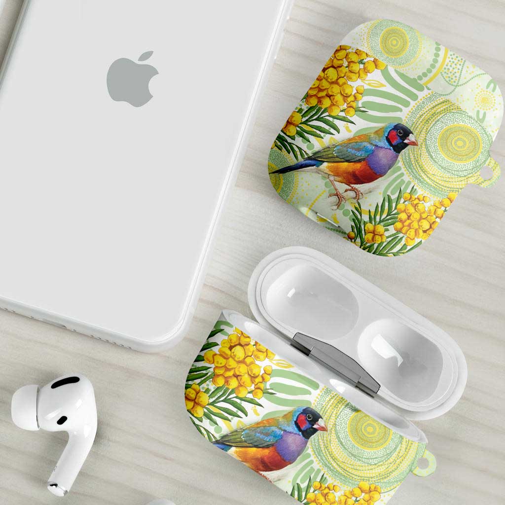 Gouldian Finch Golden Wattle Australia AirPods Case Aboriginal Watercolor Style - Aussie Hoodie