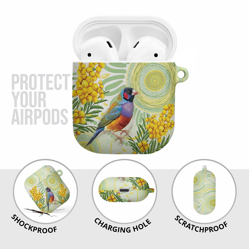 Gouldian Finch Golden Wattle Australia AirPods Case Aboriginal Watercolor Style - Aussie Hoodie