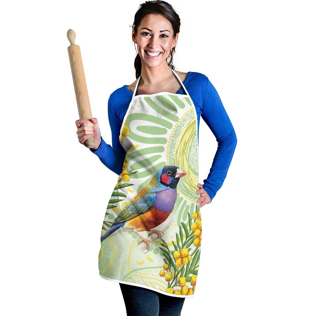 Gouldian Finch Golden Wattle Australia Apron Aboriginal Watercolor Style - Aussie Hoodie
