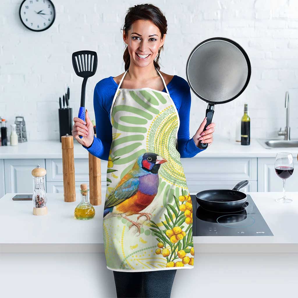 Gouldian Finch Golden Wattle Australia Apron Aboriginal Watercolor Style - Aussie Hoodie