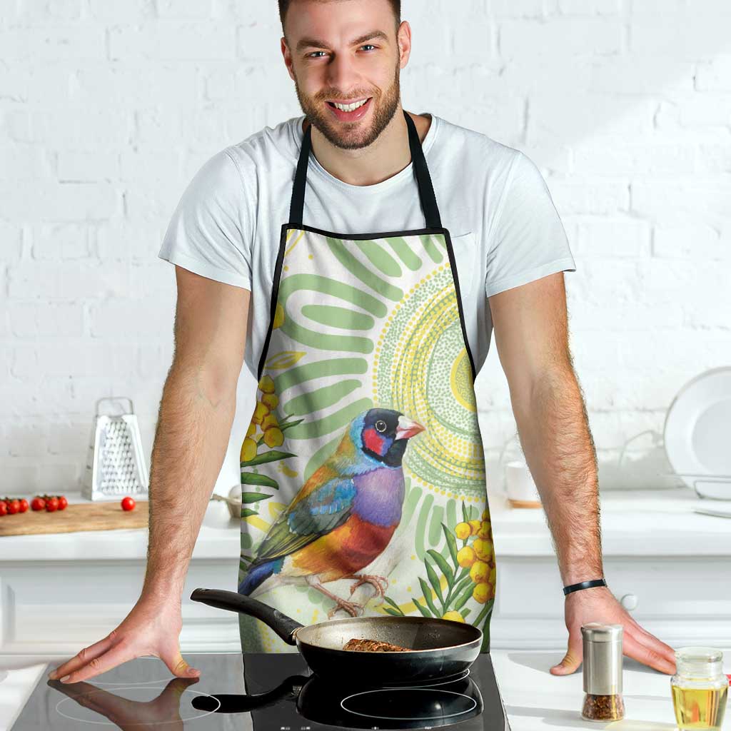 Gouldian Finch Golden Wattle Australia Apron Aboriginal Watercolor Style - Aussie Hoodie