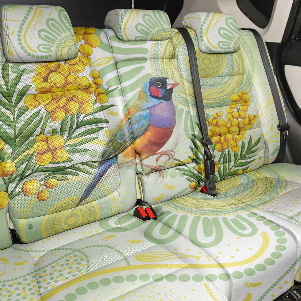 Gouldian Finch Golden Wattle Australia Back Car Seat Cover Aboriginal Watercolor Style