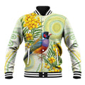 Gouldian Finch Golden Wattle Australia Baseball Jacket Aboriginal Watercolor Style
