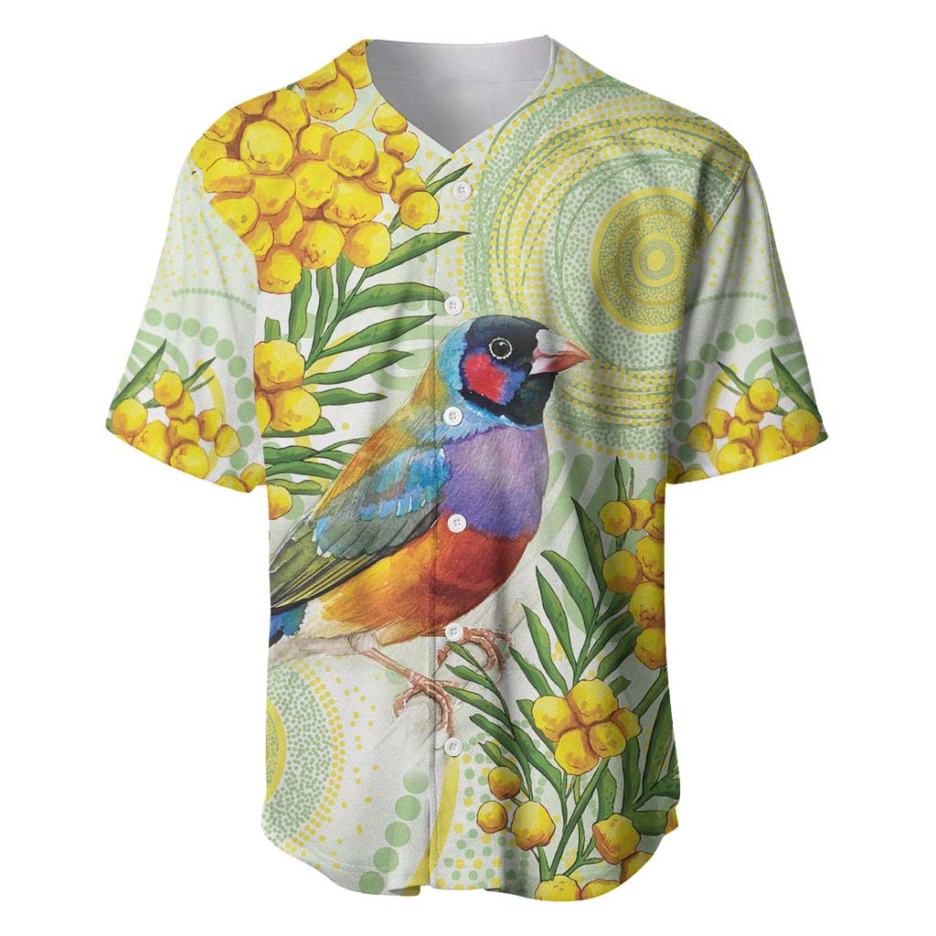 Gouldian Finch Golden Wattle Australia Baseball Jersey Aboriginal Watercolor Style