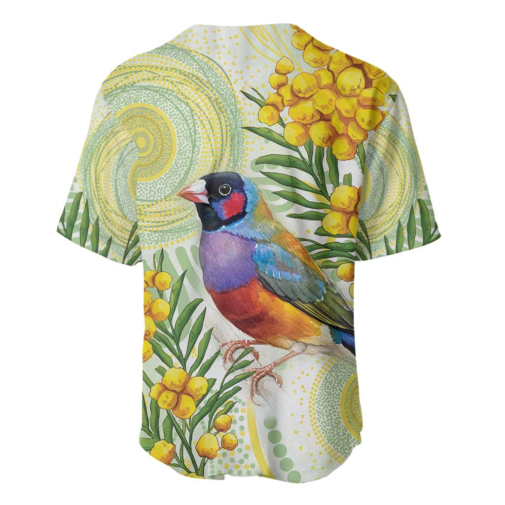 Gouldian Finch Golden Wattle Australia Baseball Jersey Aboriginal Watercolor Style