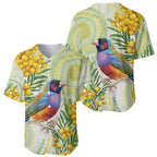 Gouldian Finch Golden Wattle Australia Baseball Jersey Aboriginal Watercolor Style