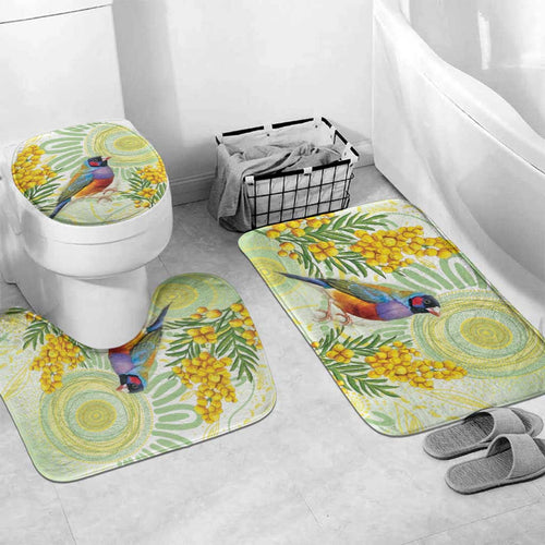 Gouldian Finch Golden Wattle Australia Bathroom Set Aboriginal Watercolor Style - Aussie Hoodie