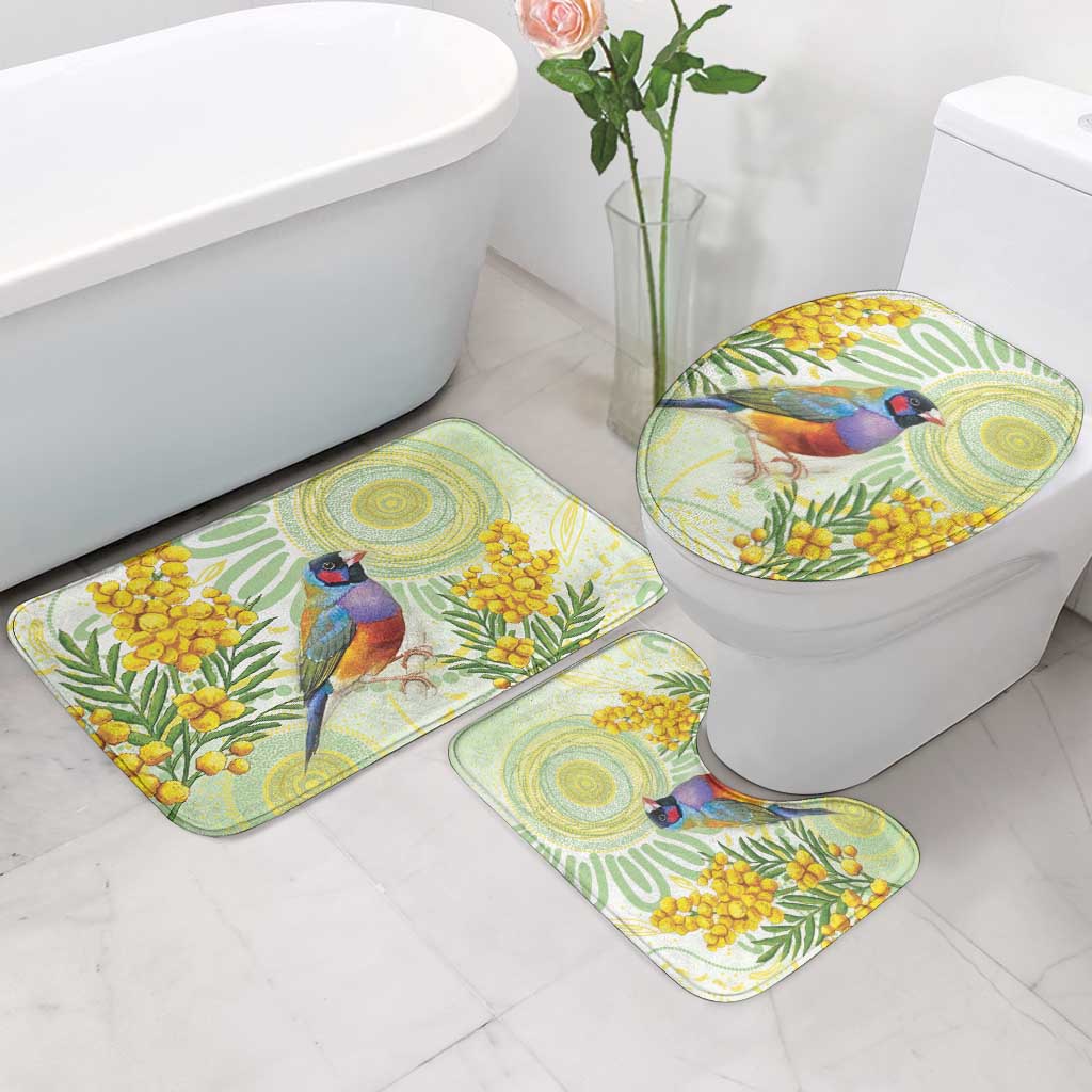 Gouldian Finch Golden Wattle Australia Bathroom Set Aboriginal Watercolor Style - Aussie Hoodie
