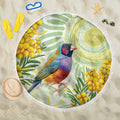 Gouldian Finch Golden Wattle Australia Beach Blanket Aboriginal Watercolor Style