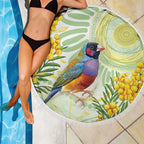 Gouldian Finch Golden Wattle Australia Beach Blanket Aboriginal Watercolor Style