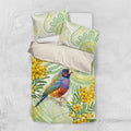 Gouldian Finch Golden Wattle Australia Bedding Set Aboriginal Watercolor Style