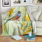 Gouldian Finch Golden Wattle Australia Blanket Aboriginal Watercolor Style