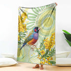Gouldian Finch Golden Wattle Australia Blanket Aboriginal Watercolor Style