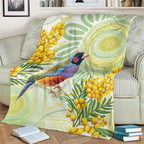 Gouldian Finch Golden Wattle Australia Blanket Aboriginal Watercolor Style