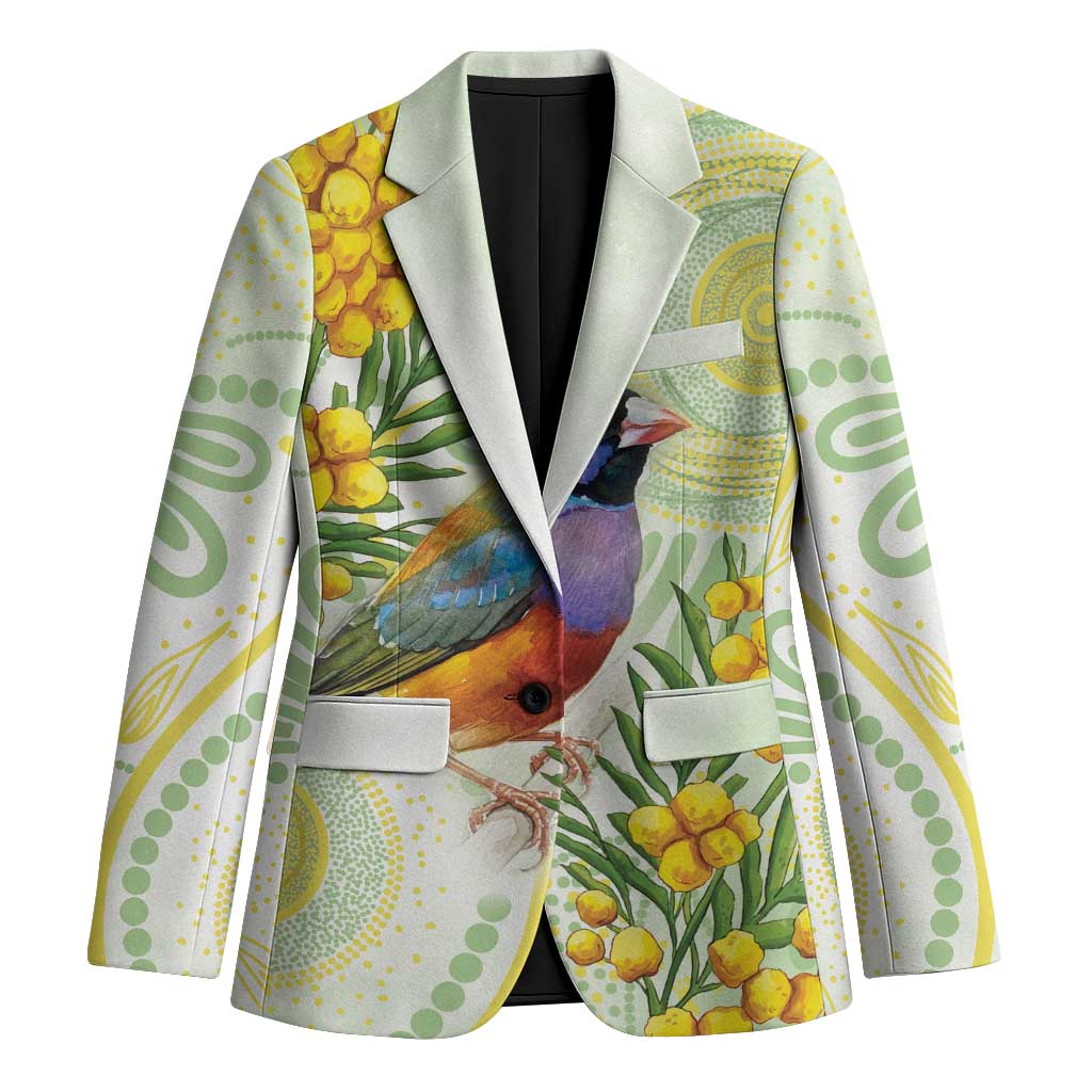 Gouldian Finch Golden Wattle Australia Blazer Aboriginal Watercolor Style - Aussie Hoodie