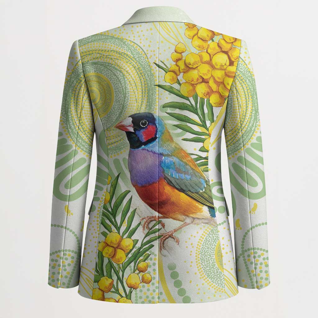 Gouldian Finch Golden Wattle Australia Blazer Aboriginal Watercolor Style - Aussie Hoodie
