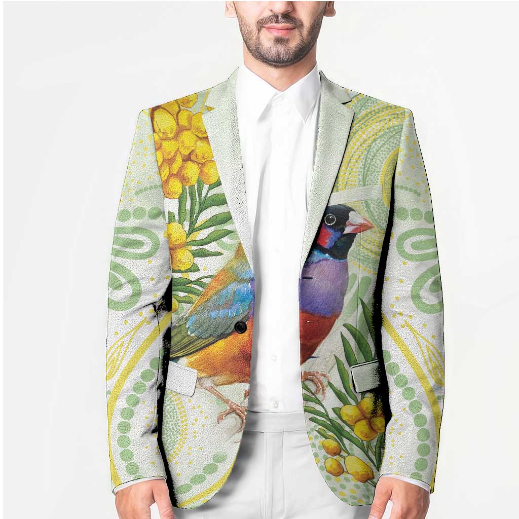 Gouldian Finch Golden Wattle Australia Blazer Aboriginal Watercolor Style - Aussie Hoodie