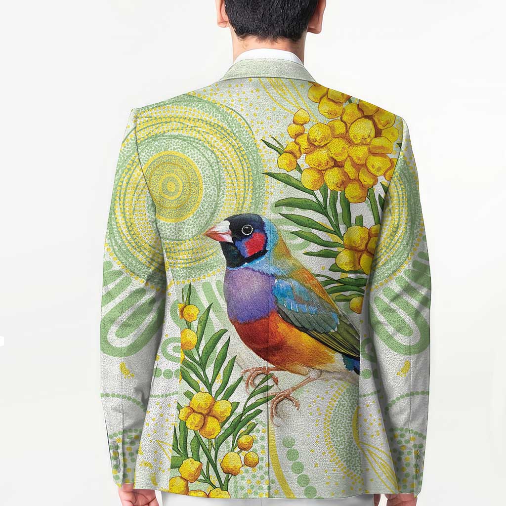 Gouldian Finch Golden Wattle Australia Blazer Aboriginal Watercolor Style - Aussie Hoodie