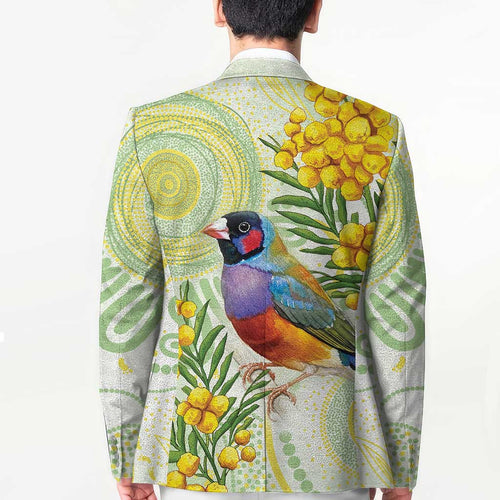 Gouldian Finch Golden Wattle Australia Blazer Aboriginal Watercolor Style - Aussie Hoodie
