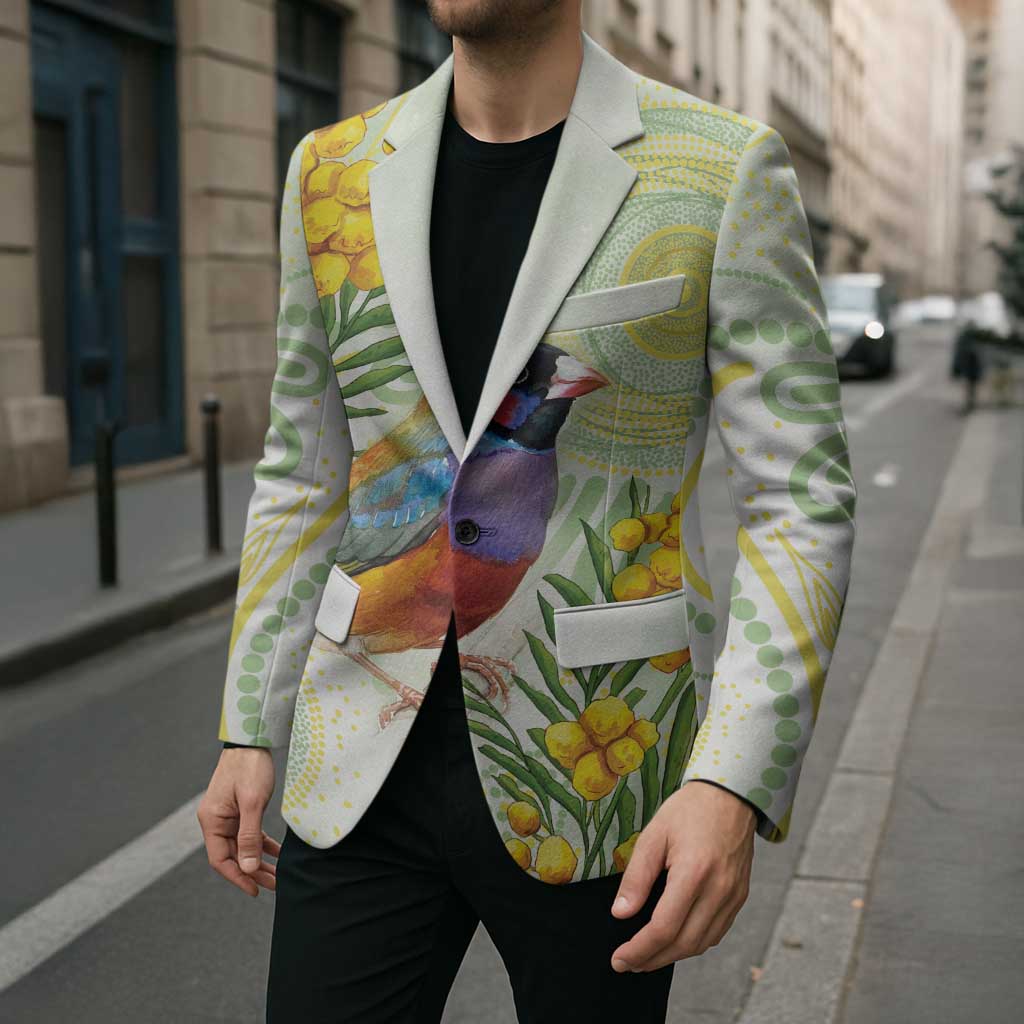 Gouldian Finch Golden Wattle Australia Blazer Aboriginal Watercolor Style - Aussie Hoodie