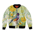 Gouldian Finch Golden Wattle Australia Bomber Jacket Aboriginal Watercolor Style