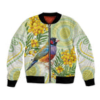 Gouldian Finch Golden Wattle Australia Bomber Jacket Aboriginal Watercolor Style