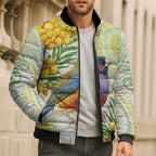 Gouldian Finch Golden Wattle Australia Bomber Puffer Jacket Aboriginal Watercolor Style - Aussie Hoodie