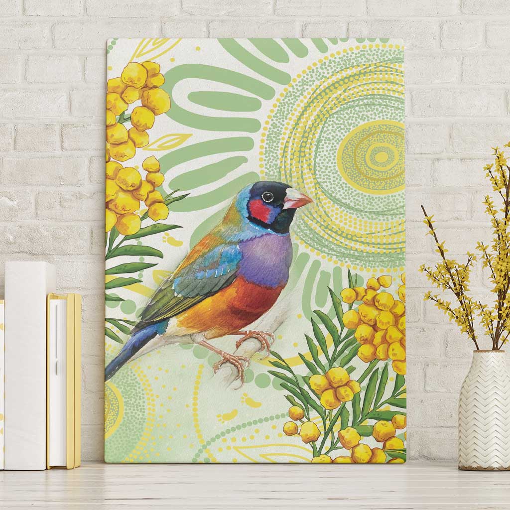 Gouldian Finch Golden Wattle Australia Canvas Wall Art Aboriginal Watercolor Style