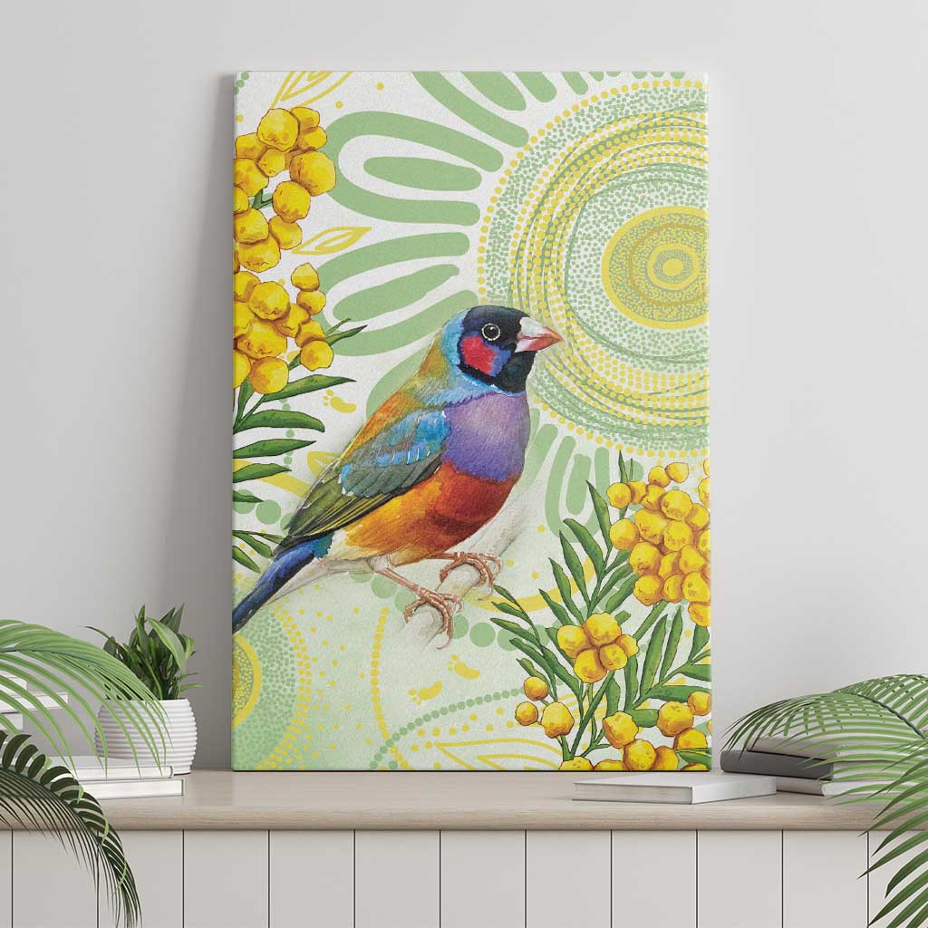 Gouldian Finch Golden Wattle Australia Canvas Wall Art Aboriginal Watercolor Style