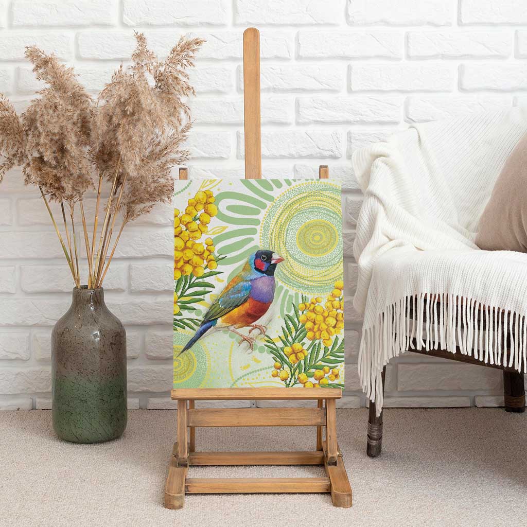 Gouldian Finch Golden Wattle Australia Canvas Wall Art Aboriginal Watercolor Style