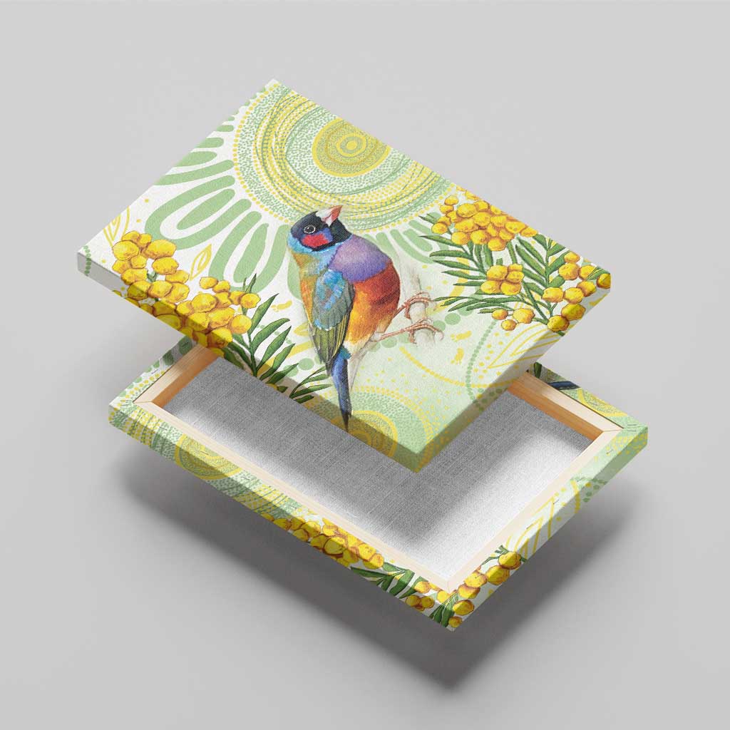 Gouldian Finch Golden Wattle Australia Canvas Wall Art Aboriginal Watercolor Style