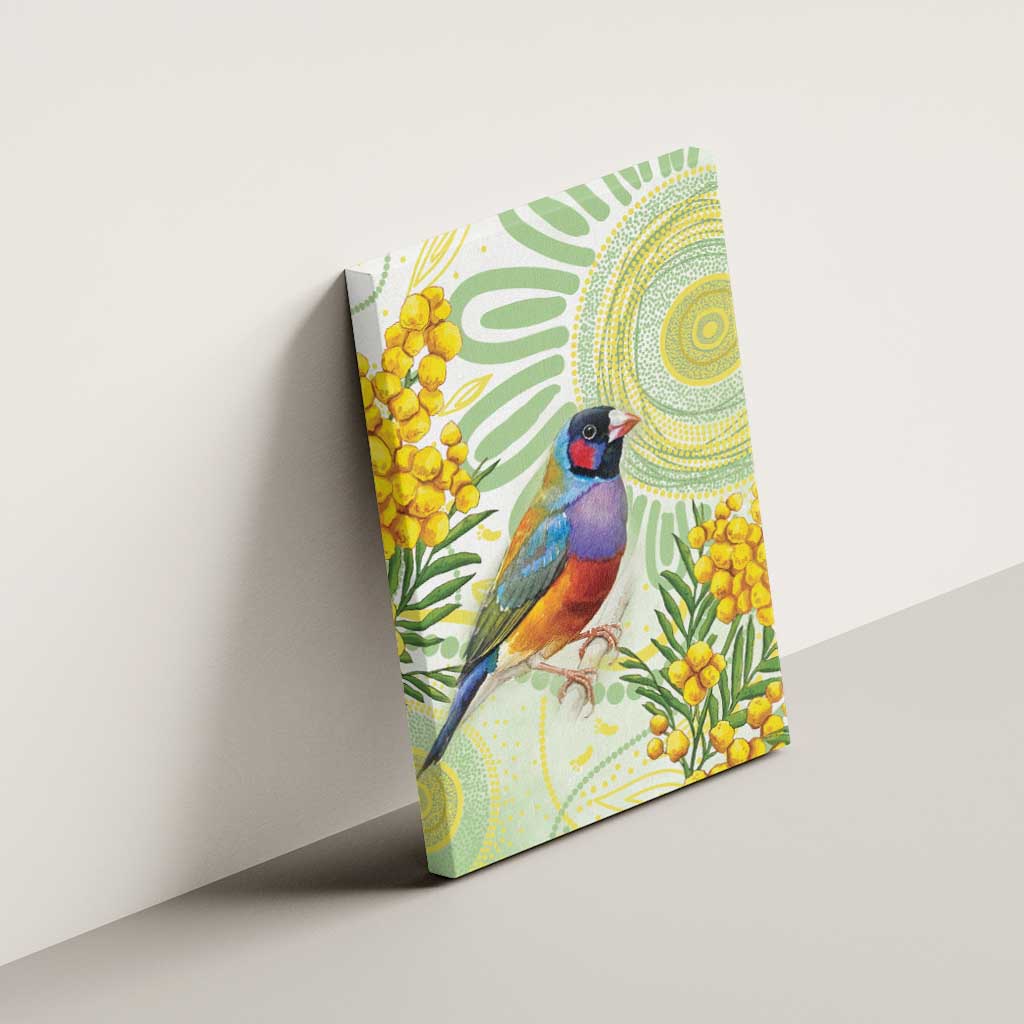 Gouldian Finch Golden Wattle Australia Canvas Wall Art Aboriginal Watercolor Style