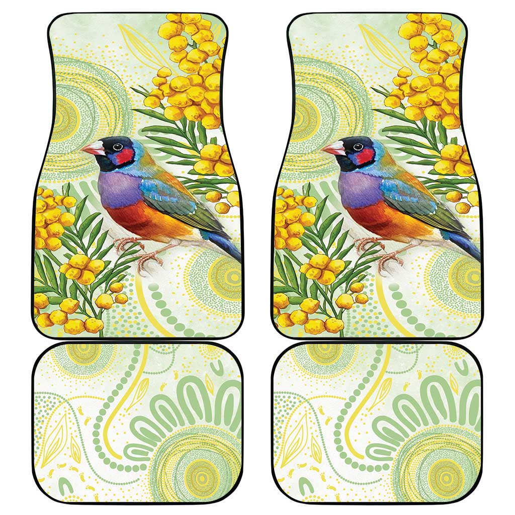 Gouldian Finch Golden Wattle Australia Car Mats Aboriginal Watercolor Style