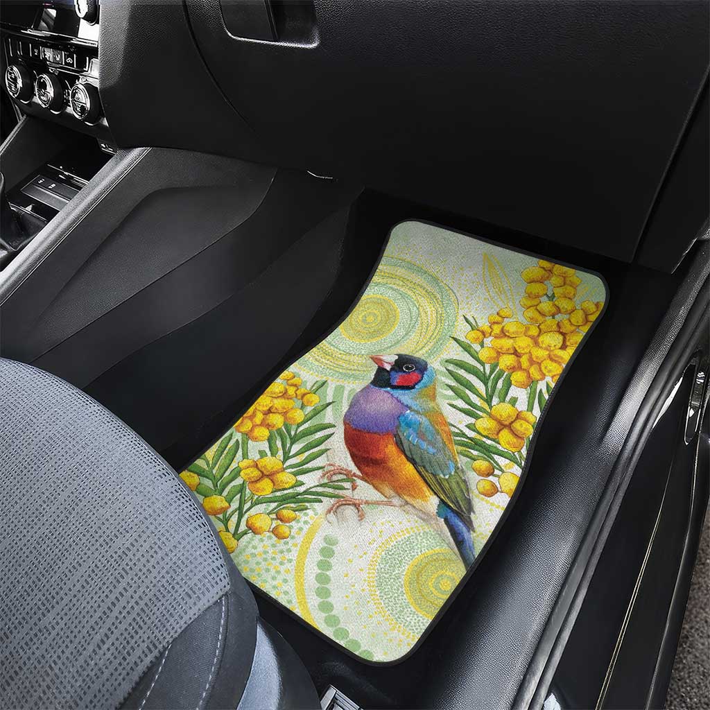 Gouldian Finch Golden Wattle Australia Car Mats Aboriginal Watercolor Style