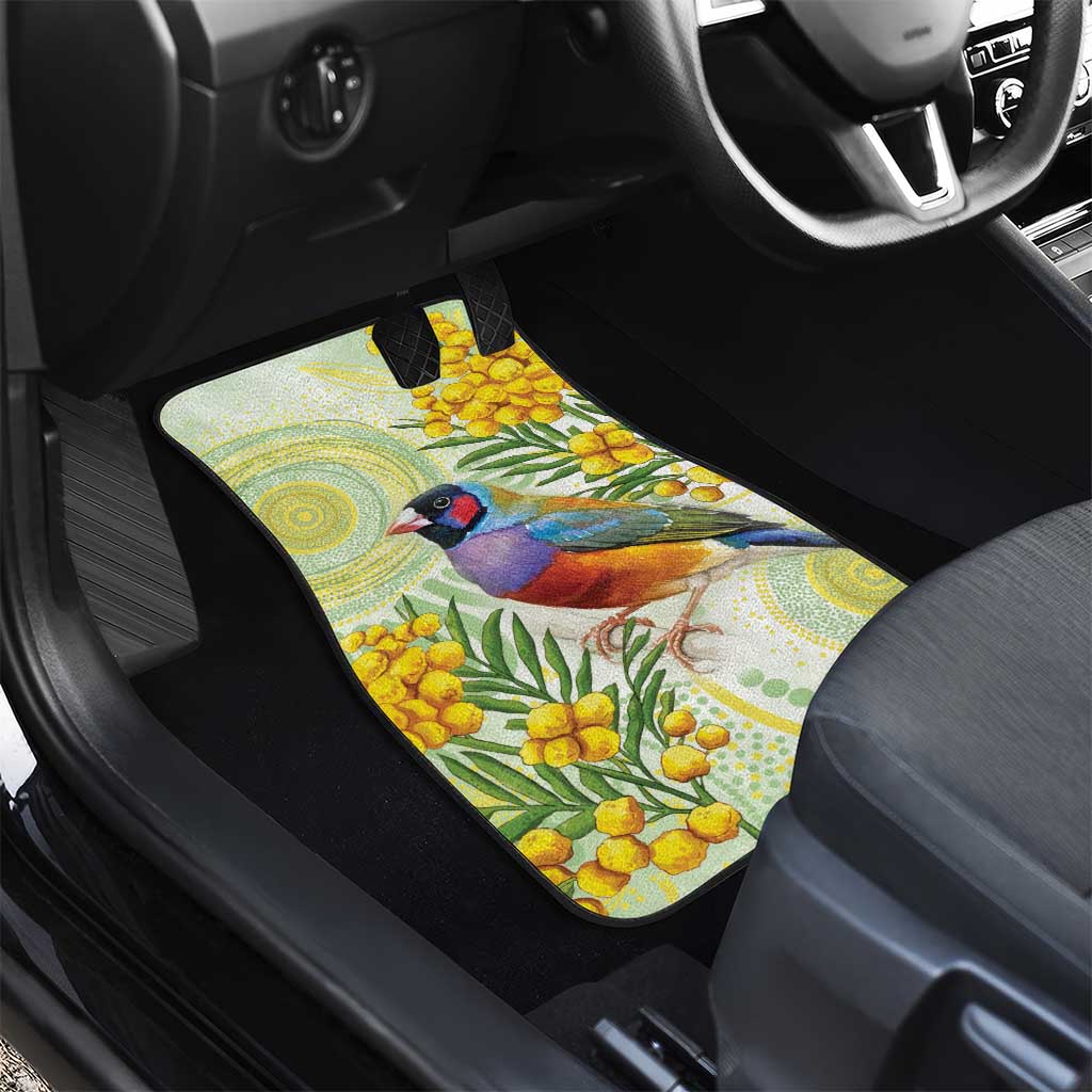 Gouldian Finch Golden Wattle Australia Car Mats Aboriginal Watercolor Style