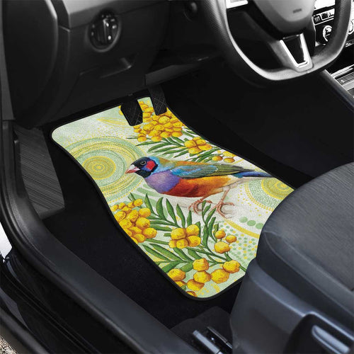 Gouldian Finch Golden Wattle Australia Car Mats Aboriginal Watercolor Style